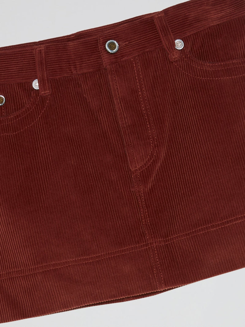 Burgundy Corduroy Mini Skirt