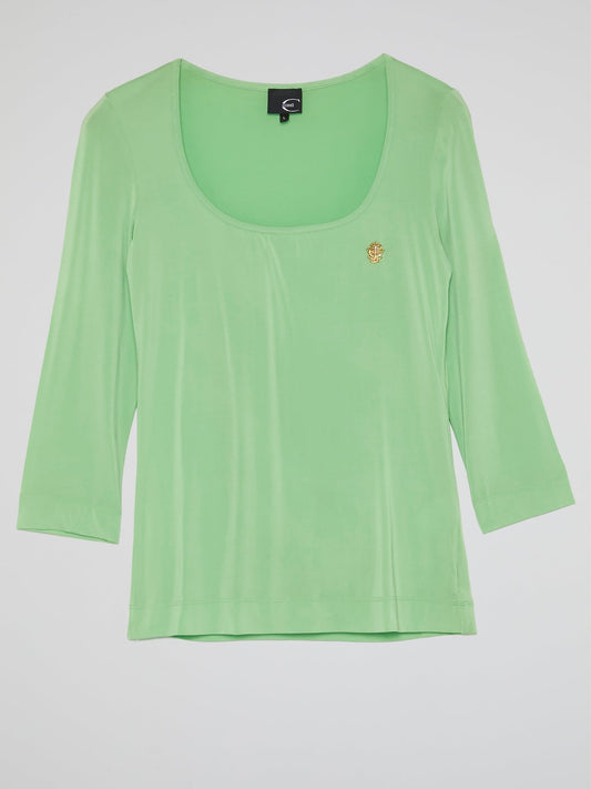 Green Scoop Neck Top