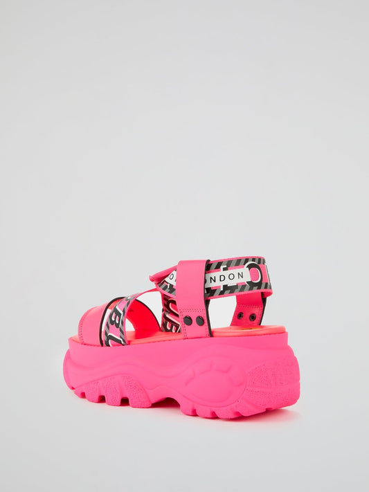 Neon Pink Cross Strap Sandals