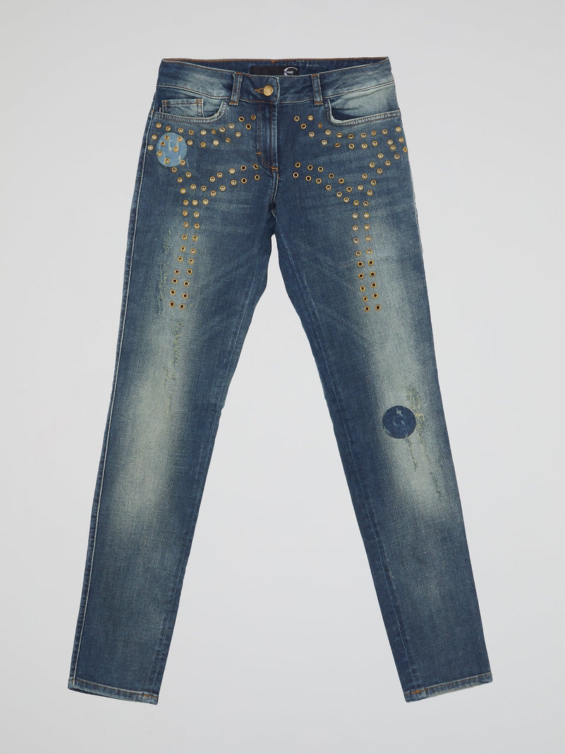 Perforated Denim Jeans