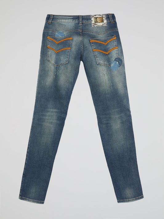 Perforated Denim Jeans