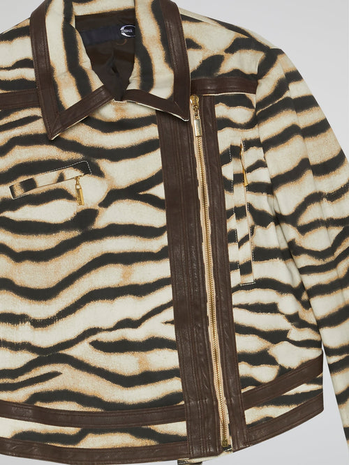 Animal Print Zip-Up Jacket