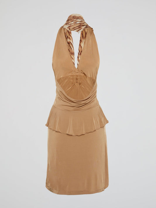 Brown Halter Neck Dress