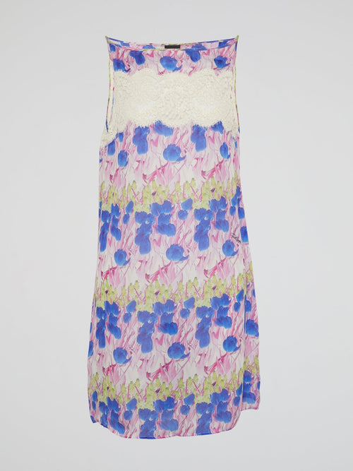 Floral Print Bateau Neck Dress