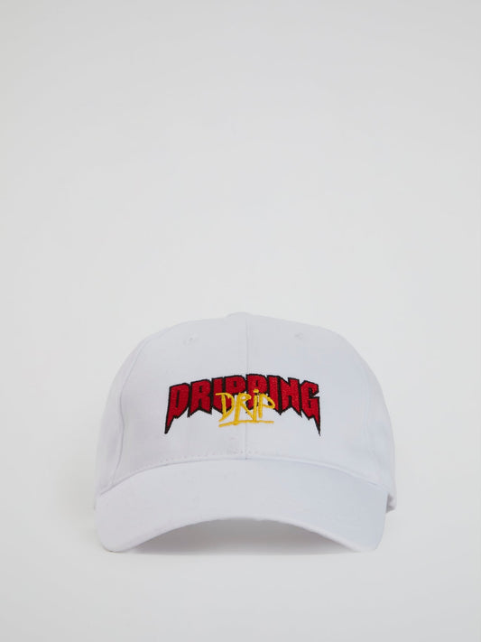White Embroidered Statement Baseball Cap