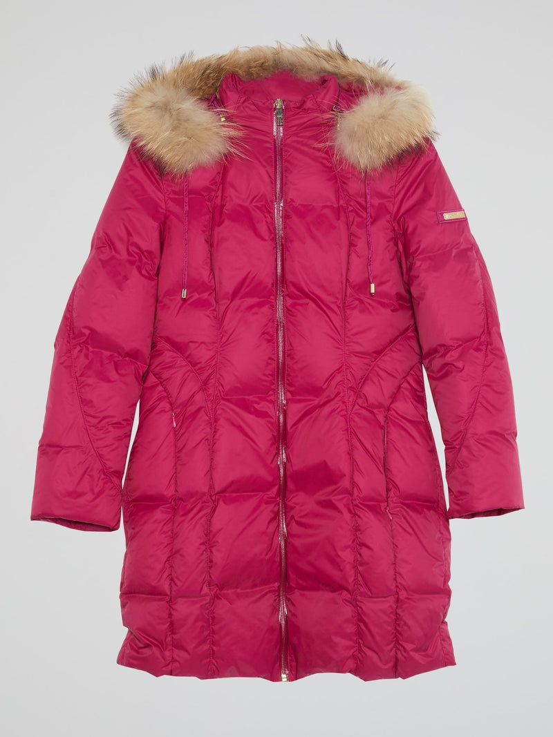 Pink Zip-Up Quilted Parka