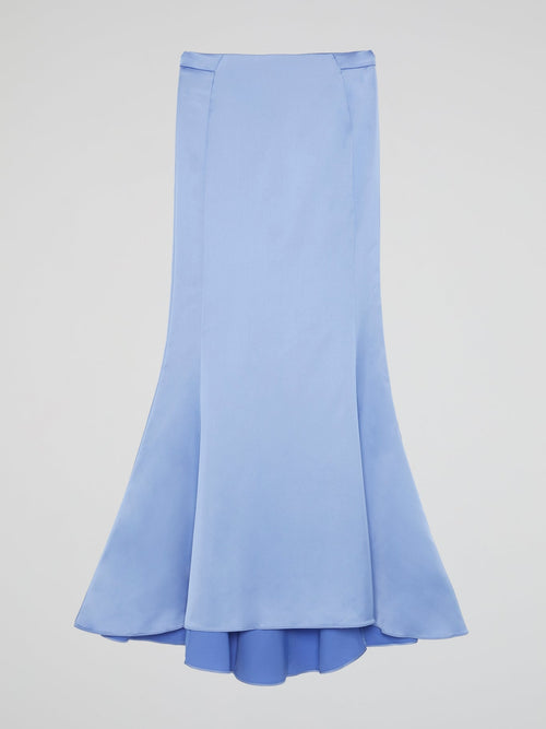 Blue Godet Long Skirt