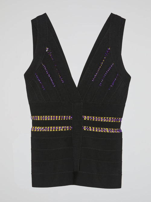 Black Embellished Sleeveless Top