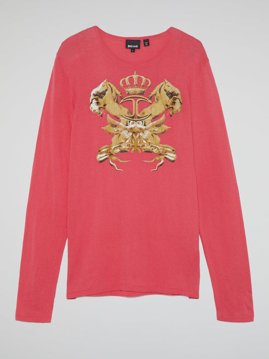 Pink Printed Crewneck Sweatshirt