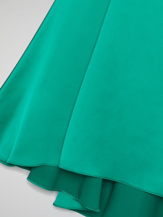 Green Godet Long Skirt