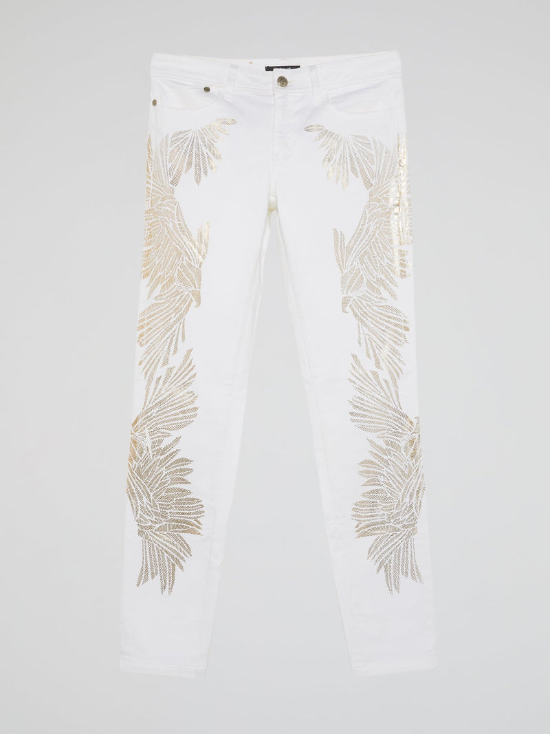 White Embellished Slim Fit Pants