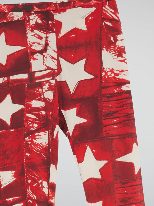 Red Star Print Leggings