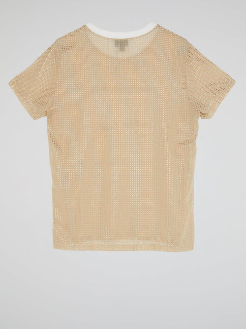 Beige Studded Crewneck T-Shirt