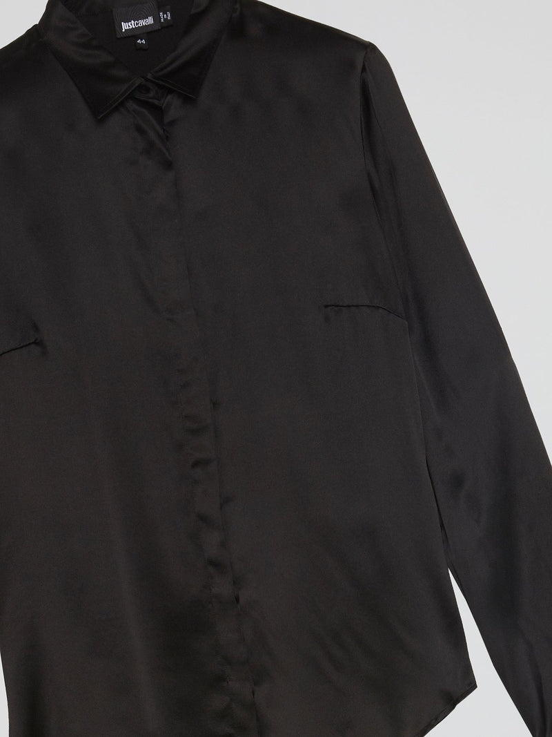 Black Long Sleeve Silk Shirt