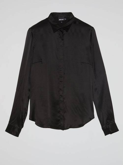 Black Long Sleeve Silk Shirt