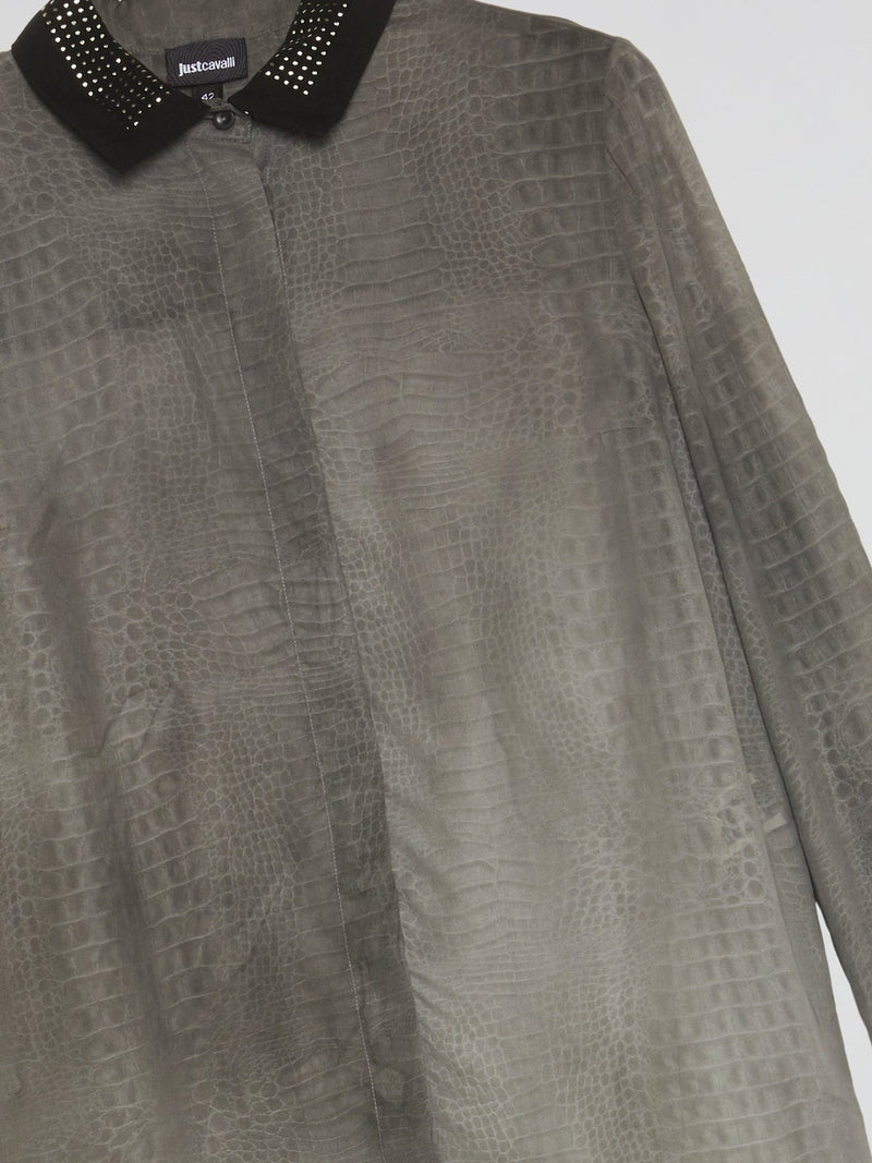 Grey Snake Effect Dress Shirt