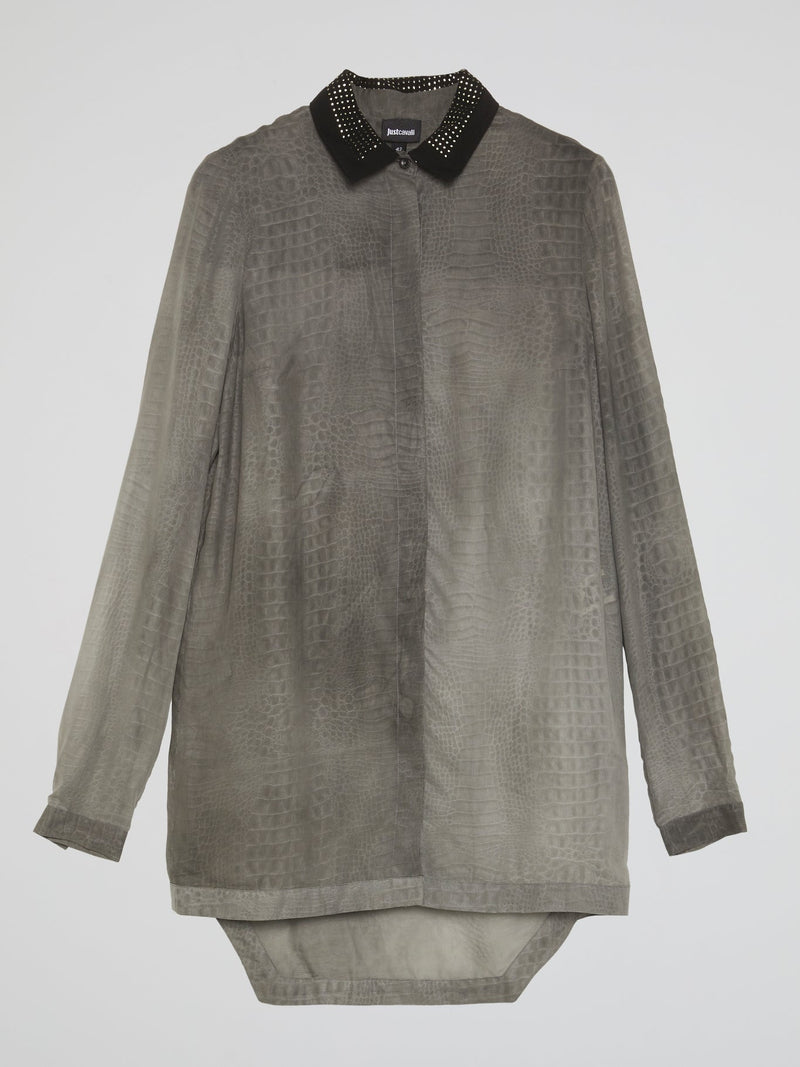 Grey Snake Effect Dress Shirt