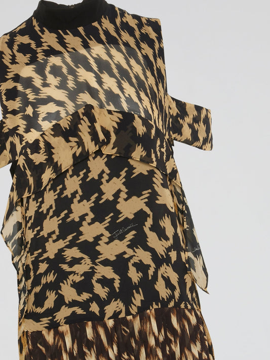 Pattern Print Cut-Out Maxi Dress