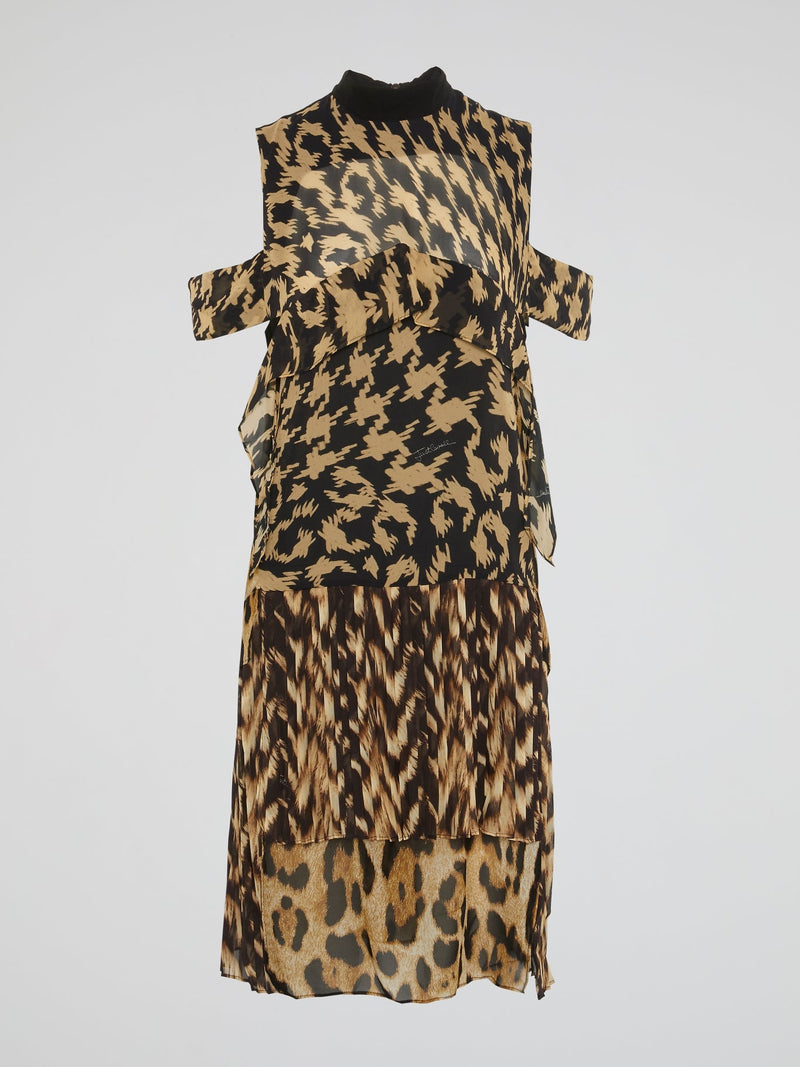 Pattern Print Cut-Out Maxi Dress