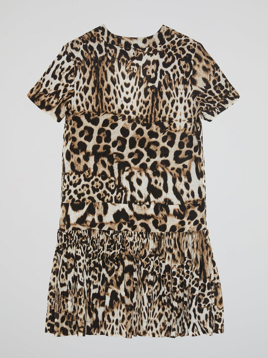 Leopard Print Frill Hem Dress