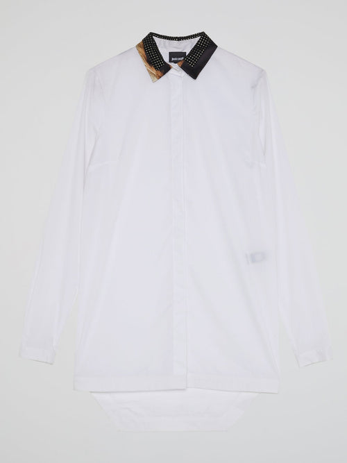 White Studded Collar Dress Shirt