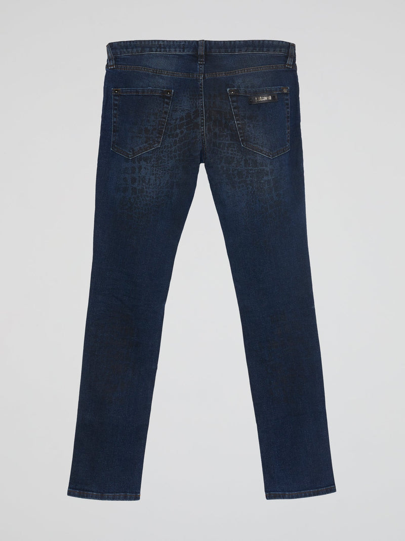 Navy Snake Effect Jeans