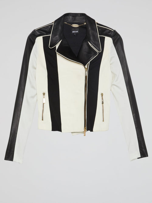 Contrast Leather Biker Jacket