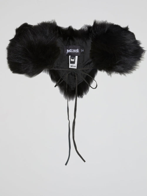 Chic Black Faux Fur Collar