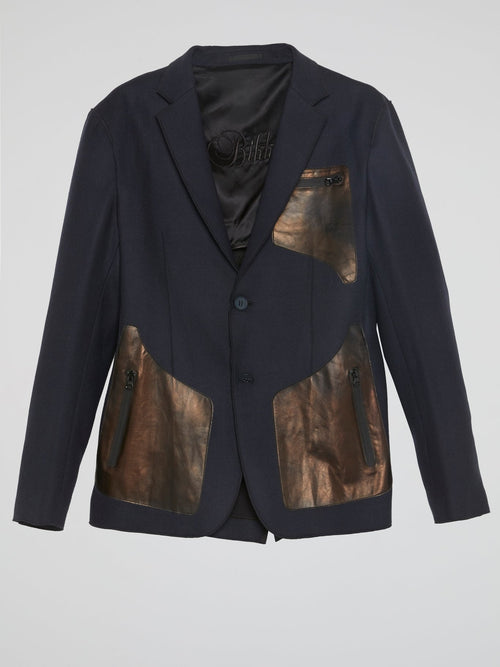 Navy Panel Detailed Blazer