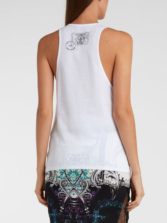 White Printed Tank Top