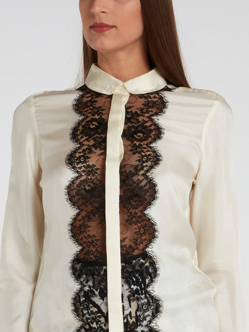 White Lace Detail Shirt