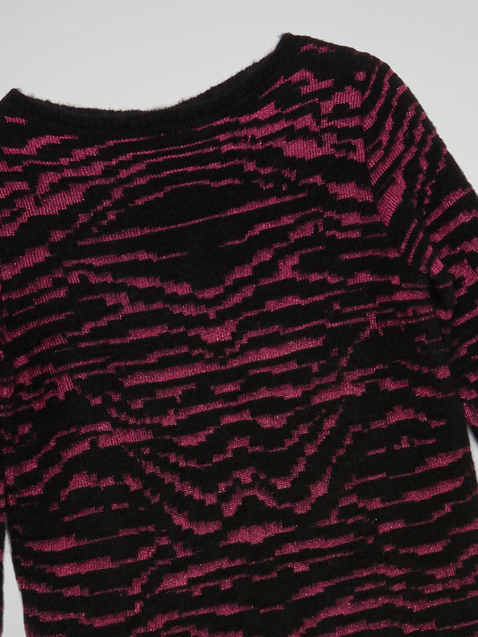 Pink Panel Knitted Long Sleeve Top