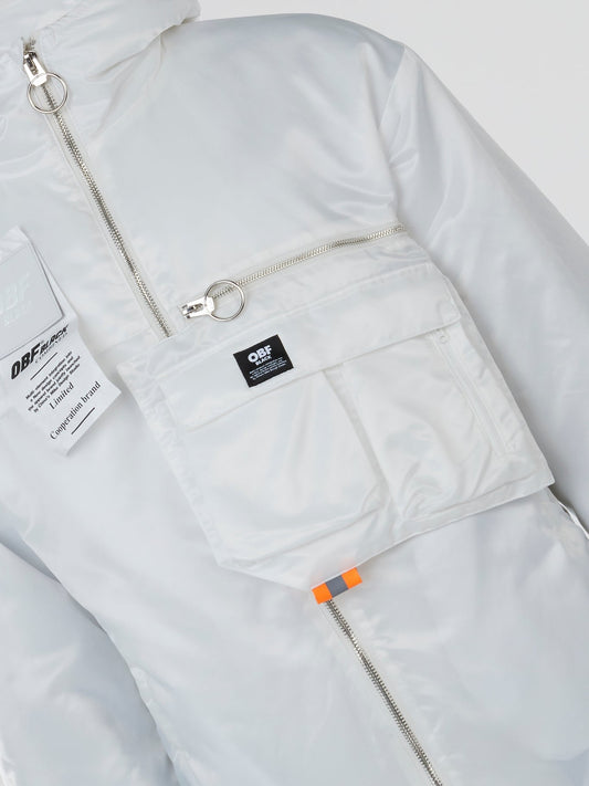 White Satin Hooded Parka Coat