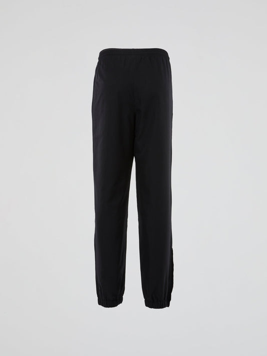 Black Ribbed Waistband Track Trousers