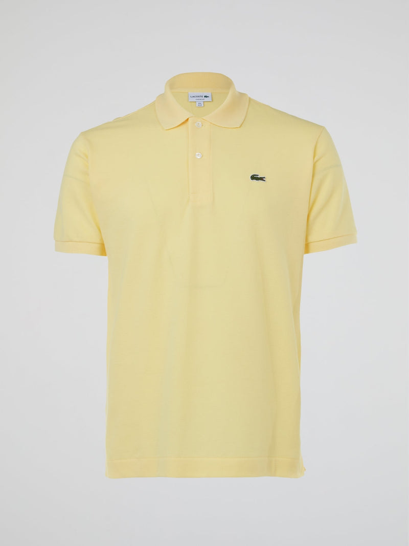 Yellow Ribbed Collar Polo Shirt