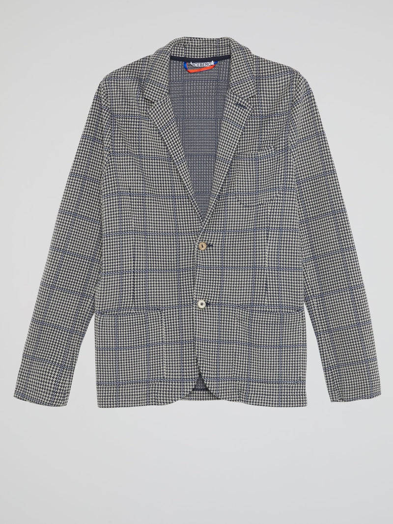 Grey Houndstooth Check Blazer