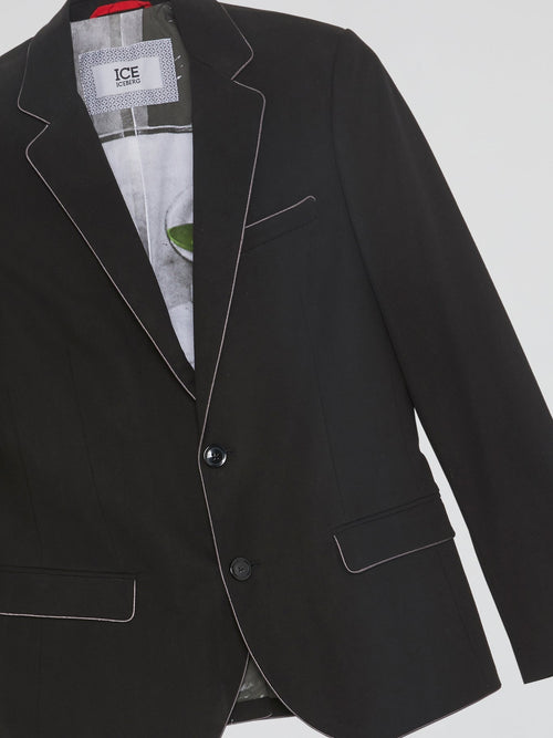 Black Contrast Lining Blazer