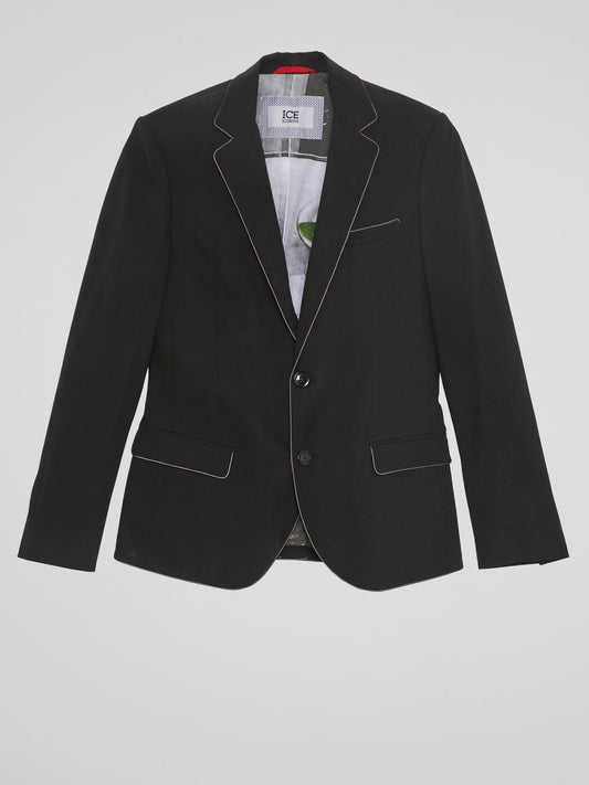 Black Contrast Lining Blazer