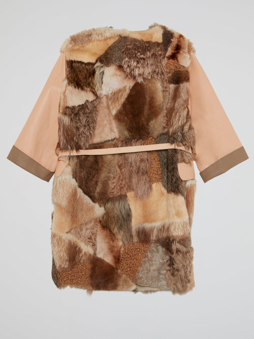 Patchwork Fur Trench Coat