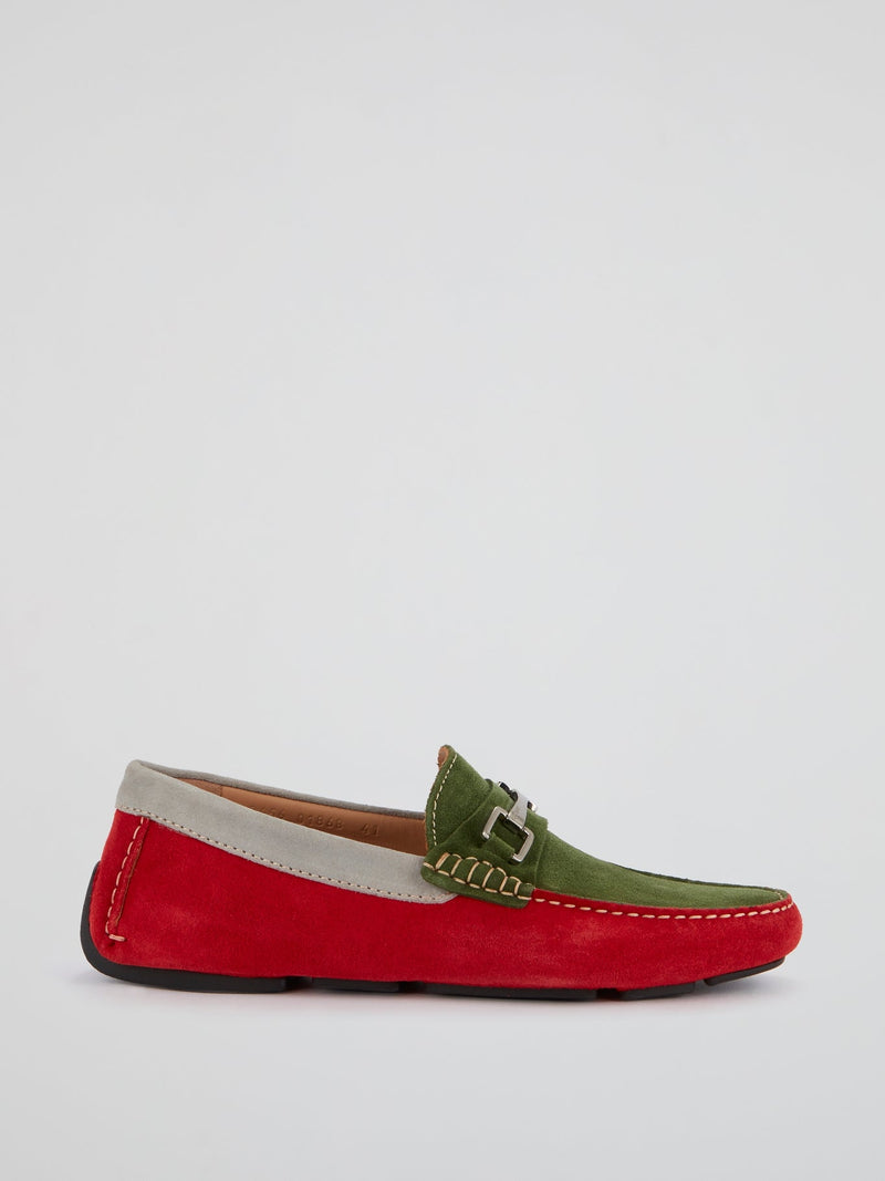 Colour Block Suede Loafers