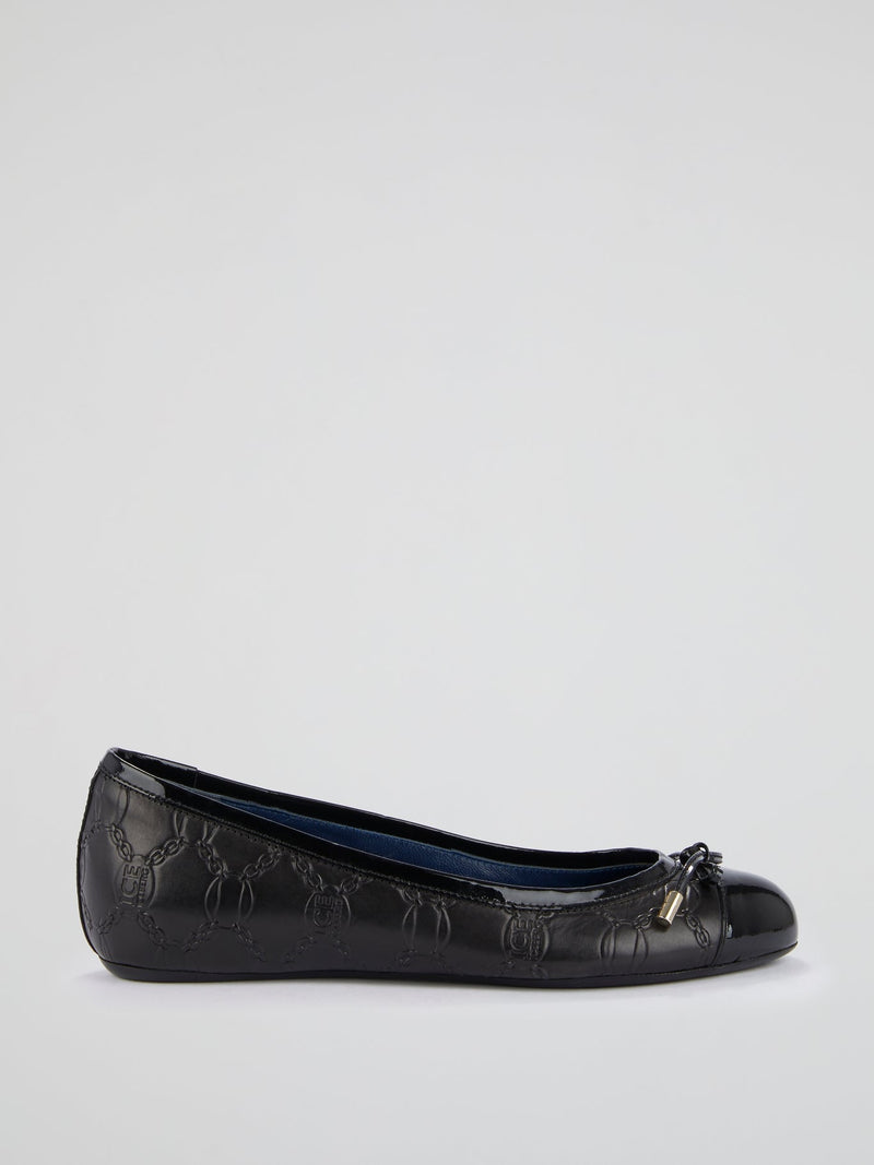 Black Leather Ballerina Shoes