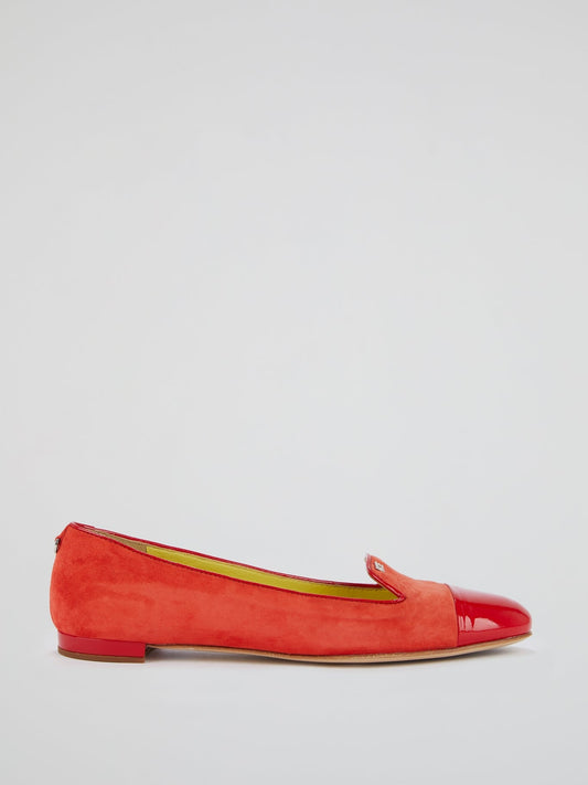 Orange Suede Ballet Flats