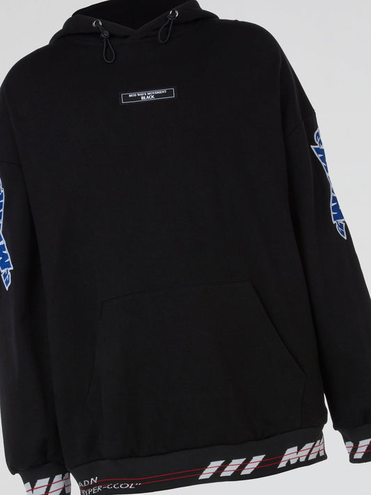 Black Pocket-Detail Sweatshirt