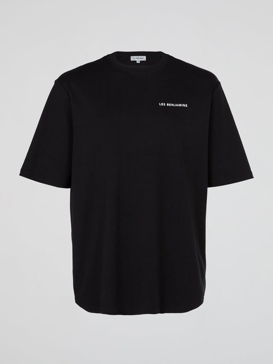 Black Rear Print Oversized T-Shirt
