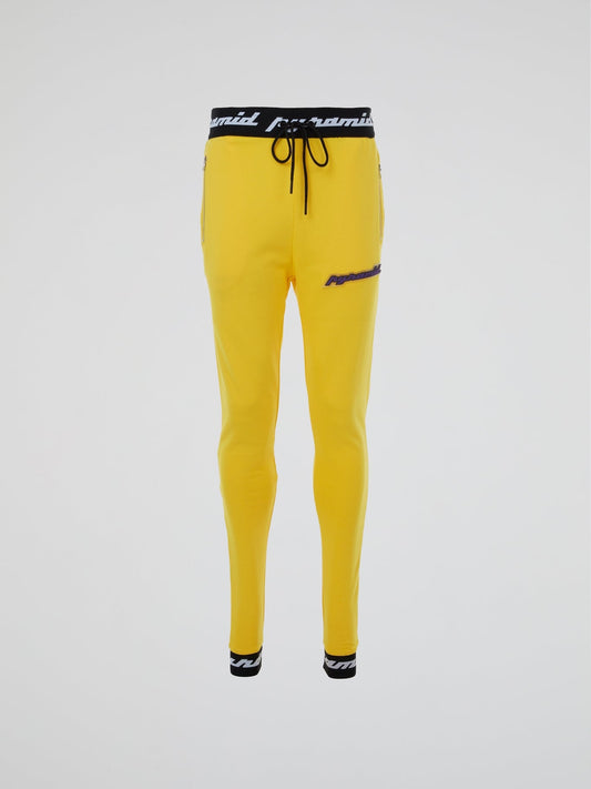 Yellow Rubber Logo Patched Pants