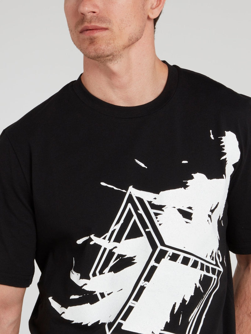 Black Printed Half Sleeve T-Shirt