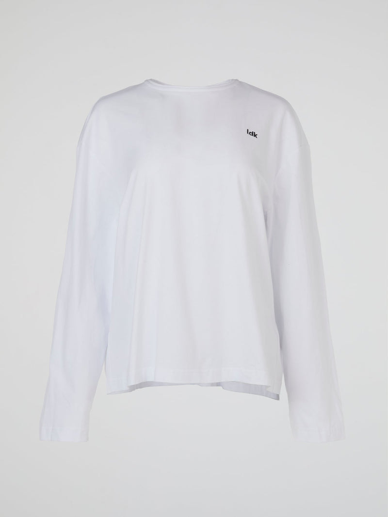 White Oversized Long Sleeve Top