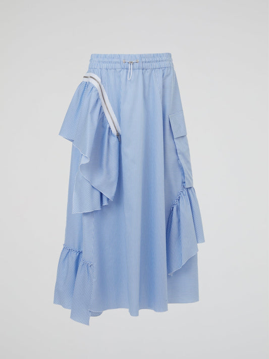 Blue Pinstripe Asymmetric Skirt