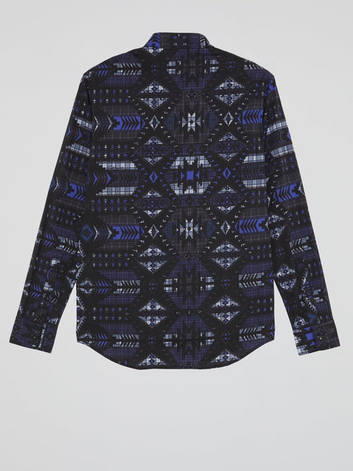 Navy Jacquard Print Shirt