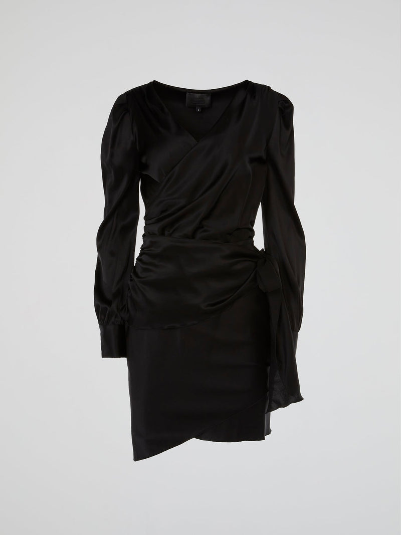 Black Surplice Mini Dress